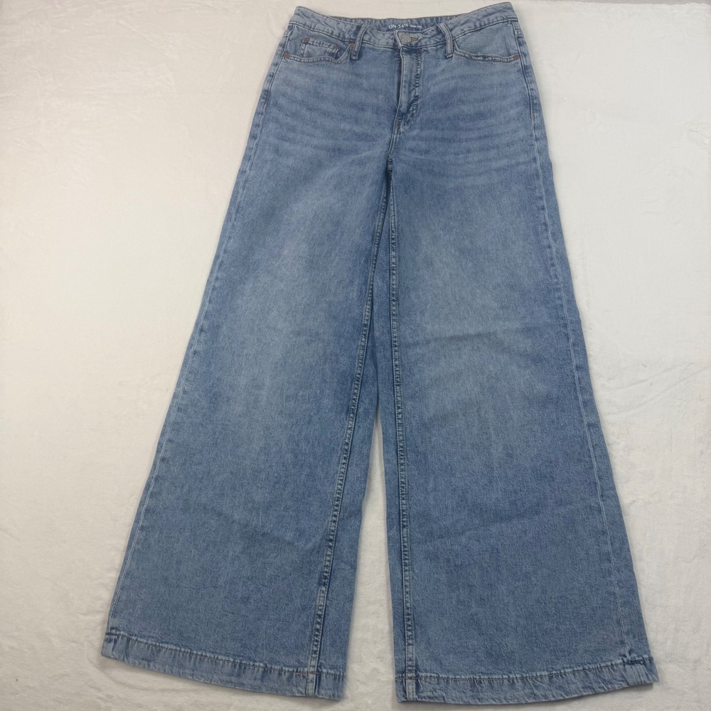 On 34th Wide Leg High Rise‎ Blue Denim Jeans Size 6/28